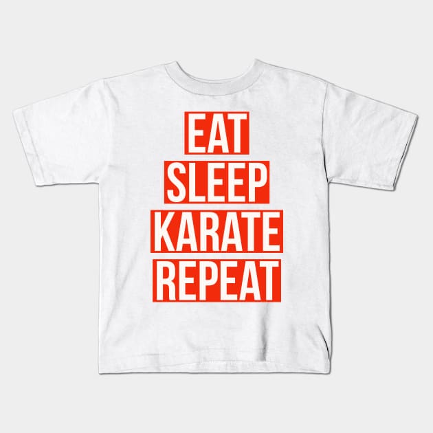 eat sleep karate repeat Kids T-Shirt by cooltific 